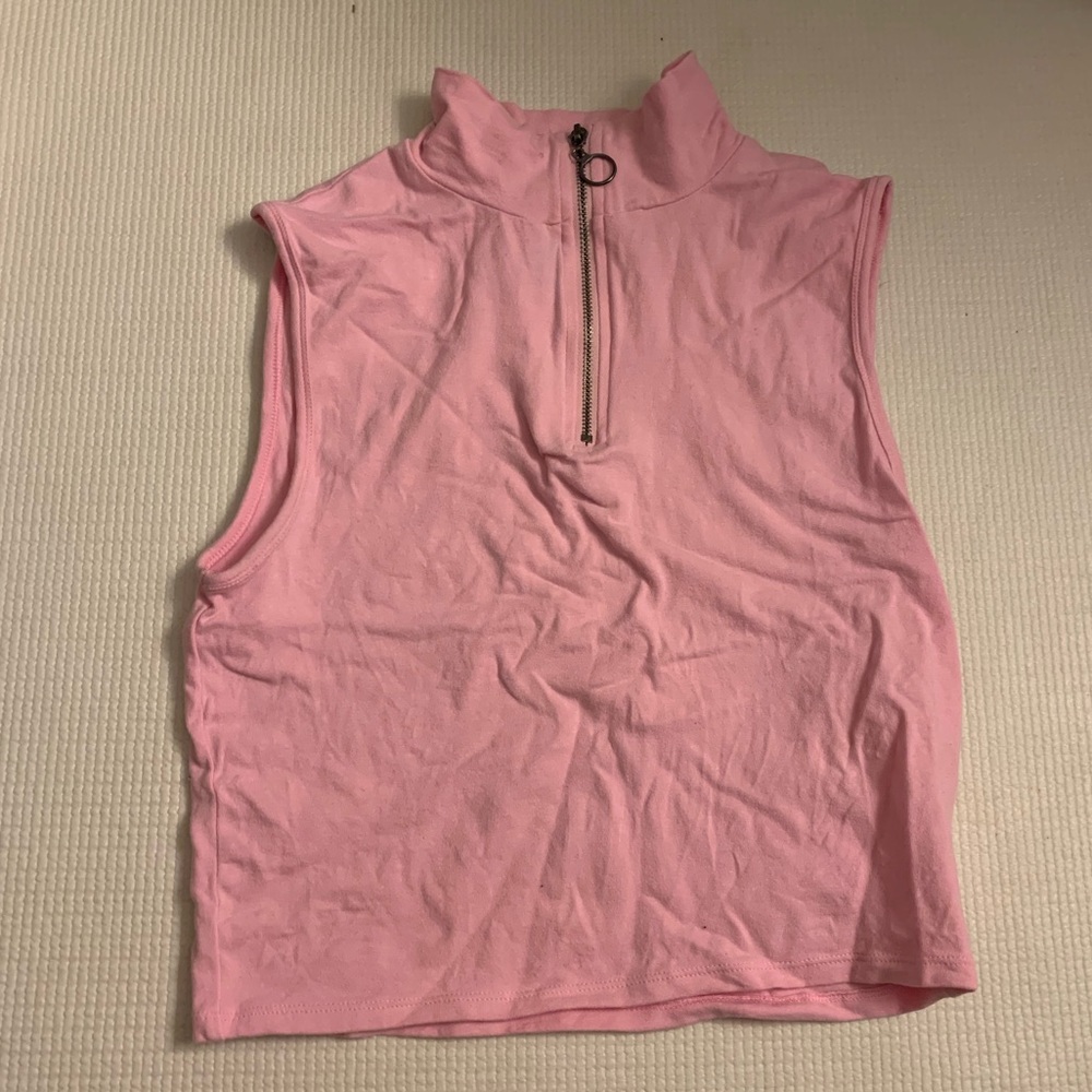 Cropped zip up mock neck tank